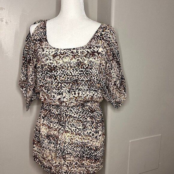 Eight Sixty Dress Tunic Animal Print brown/black tie waist Size L Snake Print - Picture 3 of 9